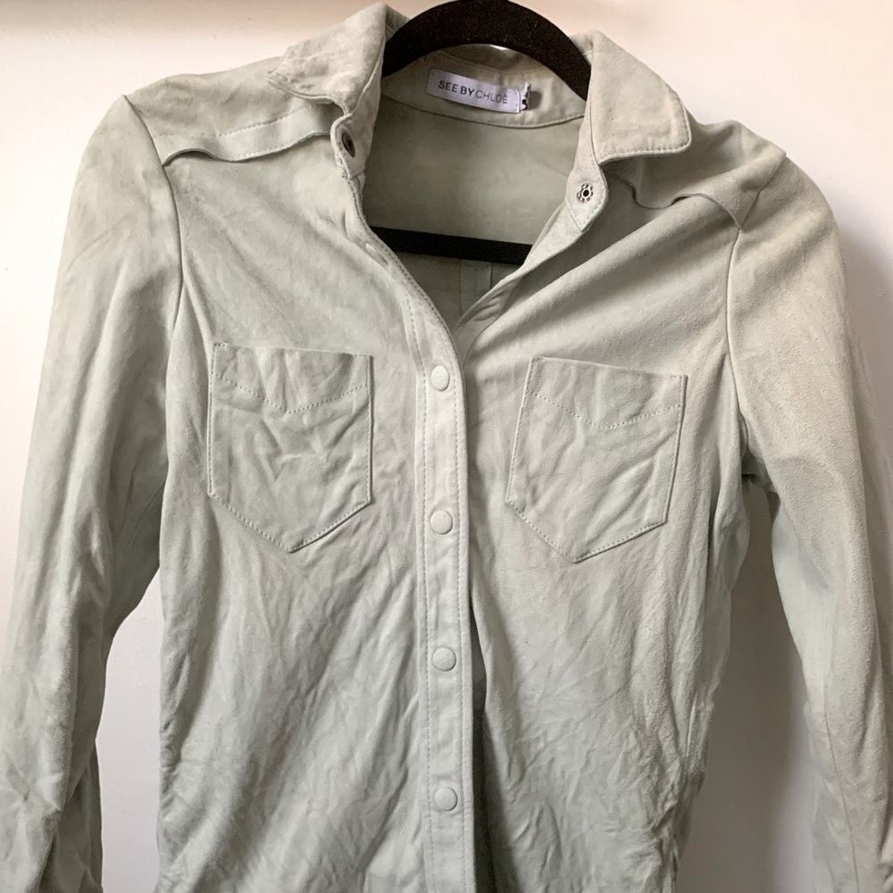 SEE by Chloe Vintage Suede Long Sleeve Shirt